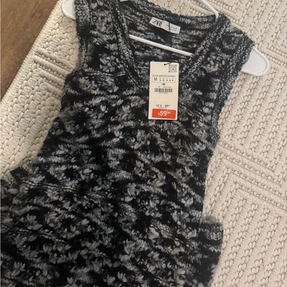 Black and Gray Knit Zara Dress